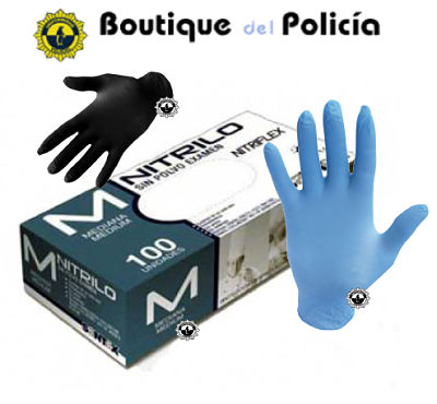 Guante de nitrilo desechable, sin polvo - Emergencias - Boutique del Policía