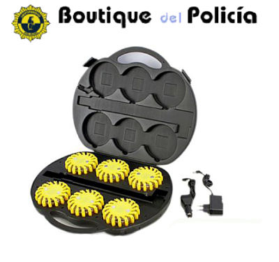 Kit Balizas SEÑALIZACION VIAL 6 uds/PACK, AZUL+MALETIN CARGADOR 12V - Novedades - Boutique del Policía